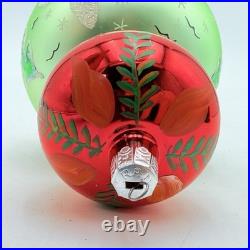 Vintage Christopher Radko Alpine Village Glass Ball Drop Ornament Green RARE