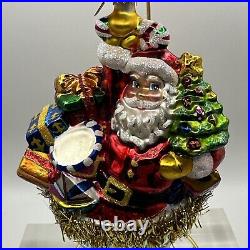 Vintage Christopher Radko Bursting With Joy Santa In Party Hat Rare Htf