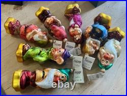 Vintage Christopher Radko Disney Snow White 7 Dwarf Christmas Ornanment 1997 NIB