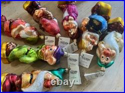 Vintage Christopher Radko Disney Snow White 7 Dwarf Christmas Ornanment 1997 NIB