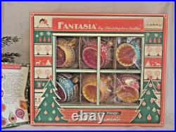 Vintage Christopher Radko Fantasia Crown Sparkle Glass Ornaments Set of 6