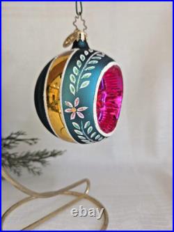 Vintage Christopher Radko Fantasia Crown Sparkle Glass Ornaments Set of 6