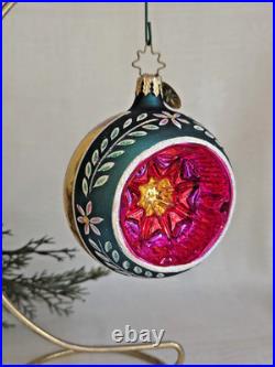 Vintage Christopher Radko Fantasia Crown Sparkle Glass Ornaments Set of 6