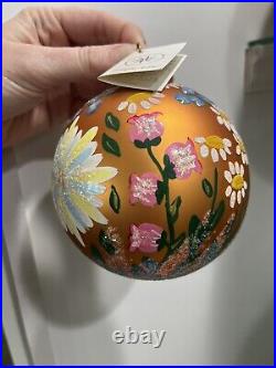 Vintage Christopher Radko Glass Ball Ornament English Garden, 4,'96
