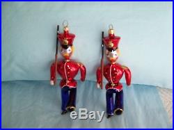 Vintage Christopher Radko Hand Blown Glass Toy Soldier Ornaments Set Of 2