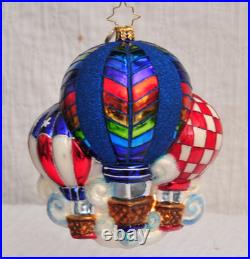 Vintage Christopher Radko Hot Air Balloon Ornament withtag and Box EC