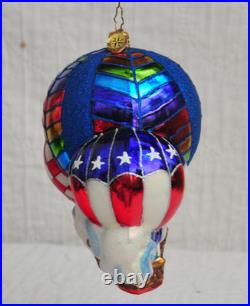 Vintage Christopher Radko Hot Air Balloon Ornament withtag and Box EC