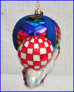 Vintage Christopher Radko Hot Air Balloon Ornament withtag and Box EC