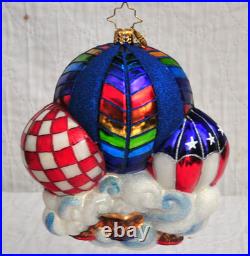 Vintage Christopher Radko Hot Air Balloon Ornament withtag and Box EC