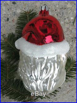 Vintage Christopher Radko Ornament Santa Winking Blue Eye Glitter Red White