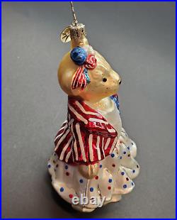 Vintage Christopher Radko Patriotic 4th of July Bear Ornament Rare