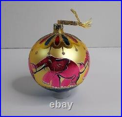 Vintage Christopher Radko Pink Elephants Large Ball Christmas Ornament 91-070-1
