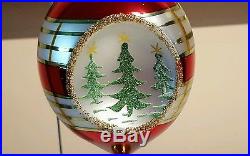 Vintage Christopher Radko Red Gold Silver 6 Indented Blown Glass Ornament