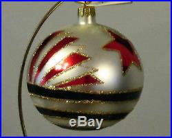 Vintage Christopher Radko Red Star Ball Christmas Ornament, 1991, RARE