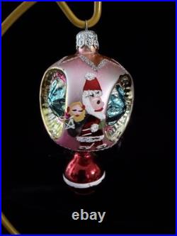 Vintage Christopher Radko Santa Reflector Triple Ornament Drop 4 RARE HTF