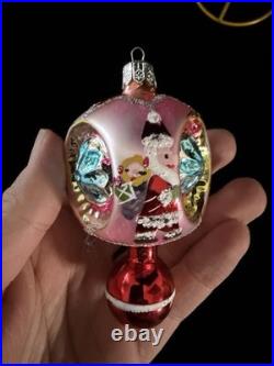 Vintage Christopher Radko Santa Reflector Triple Ornament Drop 4 RARE HTF