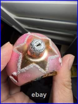 Vintage Christopher Radko Santa Reflector Triple Ornament Drop 4 RARE HTF