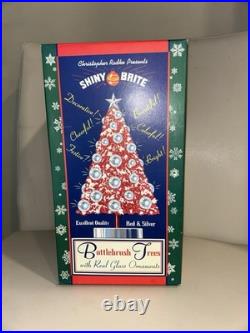 Vintage Christopher Radko Shiny Brite Bottlebrush Christmas Tree red silver 12
