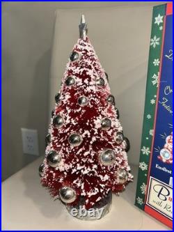 Vintage Christopher Radko Shiny Brite Bottlebrush Christmas Tree red silver 12