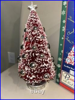 Vintage Christopher Radko Shiny Brite Bottlebrush Christmas Tree red silver 12