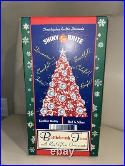 Vintage Christopher Radko Shiny Brite Bottlebrush Christmas Tree red silver 12