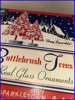 Vintage Christopher Radko Shiny Brite Bottlebrush Christmas Tree red silver 12