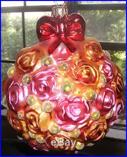 Vintage Christopher Radko THE ROSE BALL Roses Topiary Easter Ornament VERY Rare