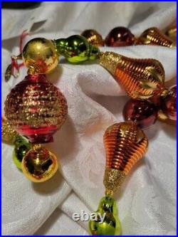 Vintage Christopher Radko glass bead garland, gold balloons, red/gold beads- 72