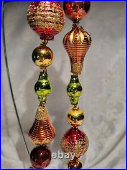 Vintage Christopher Radko glass bead garland, gold balloons, red/gold beads- 72