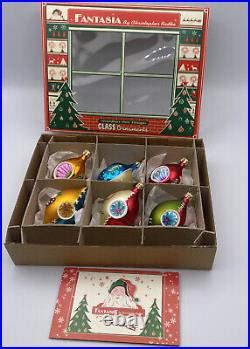 Vintage Fantasia Christopher Radko Christmas Ornaments Box Of 6 Hand Painted