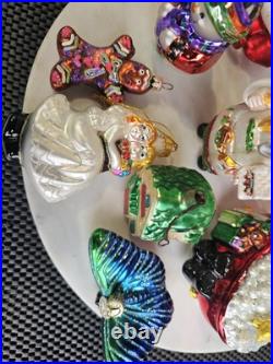 Vintage Lot Of 12 Ornaments Christmas Blown Glass Including Christopher Radko