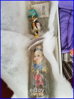 Vintage Radko Christmas Ornaments Petite Set Pinocchio & Jiminy Cricket NIB