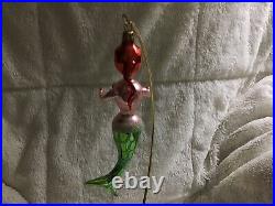 Vintage and Rare Christopher Radko 1993 Teenage Mermaid Italian Glass Ornament