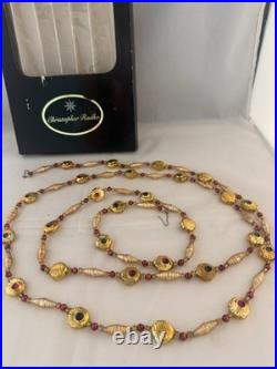 Vntg Christopher Radko 74 Handblown Glass Jeweled Gold Shell Garland Ornament