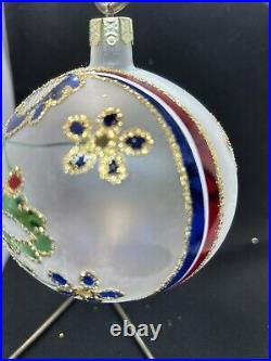 Vtg 1992 Alpine Flowers Radko Christmas glass Ornament, 92-162