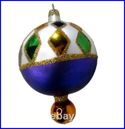 Vtg 1992 RADKO 6 ornament ball drop DIAMOND BALLOON #92-157-0 harlequin RARE