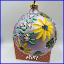 Vtg 2000 Christopher Radko FLOWER FAIR Christmas Ornament Blown Mercury Glass
