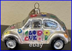 Vtg 2001 Christopher Radko Love Bug Glass Chistmas Ornament Set Read Description