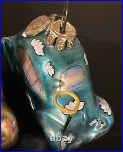 Vtg 2001 Christopher Radko Love Bug Glass Chistmas Ornament Set Read Description