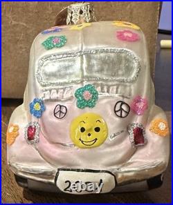 Vtg 2001 Christopher Radko Love Bug Glass Chistmas Ornament Set Read Description