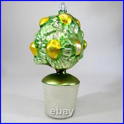 Vtg Christopher RADKO ornament Xmas GRAPEFRUIT TREE #91-113-0 glass 6.5 pear