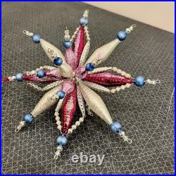 Vtg Christopher Radko Astro Stars Large Star Ornament 3-D Beaded, Extremely RARE