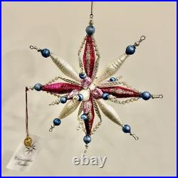 Vtg Christopher Radko Astro Stars Large Star Ornament 3-D Beaded, Extremely RARE