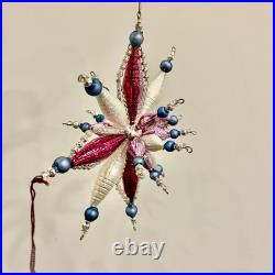 Vtg Christopher Radko Astro Stars Large Star Ornament 3-D Beaded, Extremely RARE