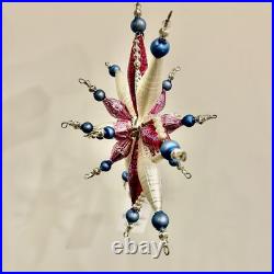 Vtg Christopher Radko Astro Stars Large Star Ornament 3-D Beaded, Extremely RARE