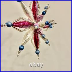 Vtg Christopher Radko Astro Stars Large Star Ornament 3-D Beaded, Extremely RARE