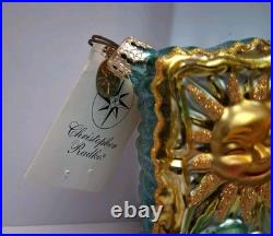 Vtg Christopher Radko Blown Glass Greetings From Florida As Post Card Ornament