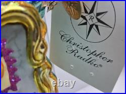 Vtg Christopher Radko Blown Glass Greetings From Florida As Post Card Ornament
