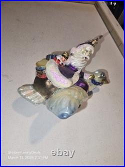 Vtg Christopher Radko Double Ring Santa on a Flying Goose Christmas Rare Retired