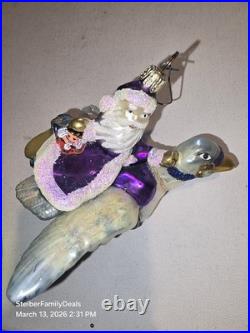 Vtg Christopher Radko Double Ring Santa on a Flying Goose Christmas Rare Retired